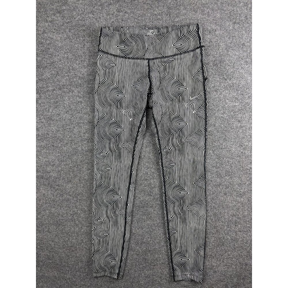 Nike Leggings Womens Medium Black White Mid Rise Dry FIT Fitted Yoga‎ Running